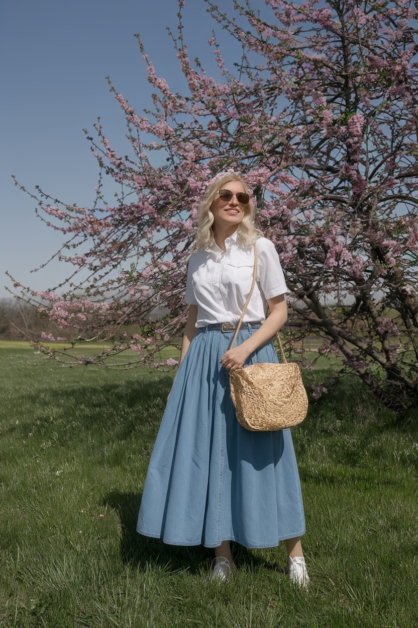 easter outfit women denim skirt for festive celebrations outfit idea