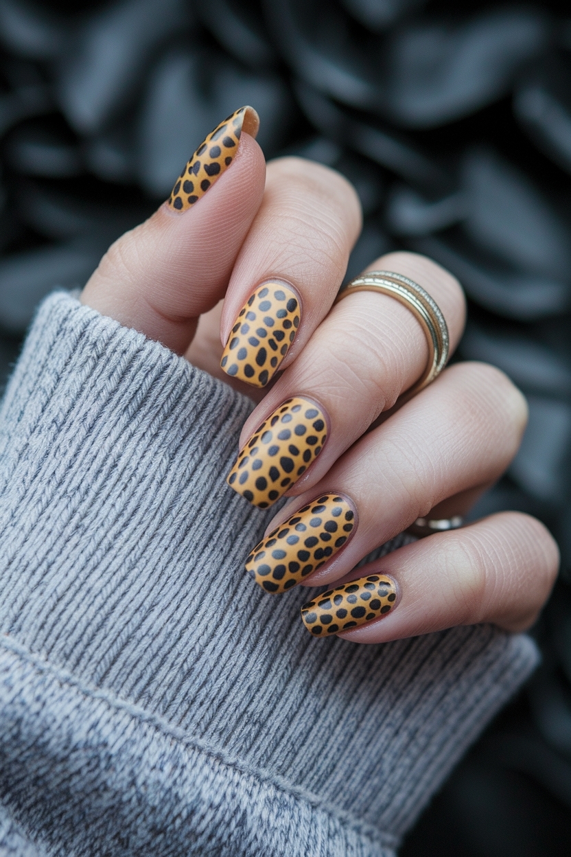 Stylish Fall Nails with Cheetah Print for Seasonal Vibes outfit idea