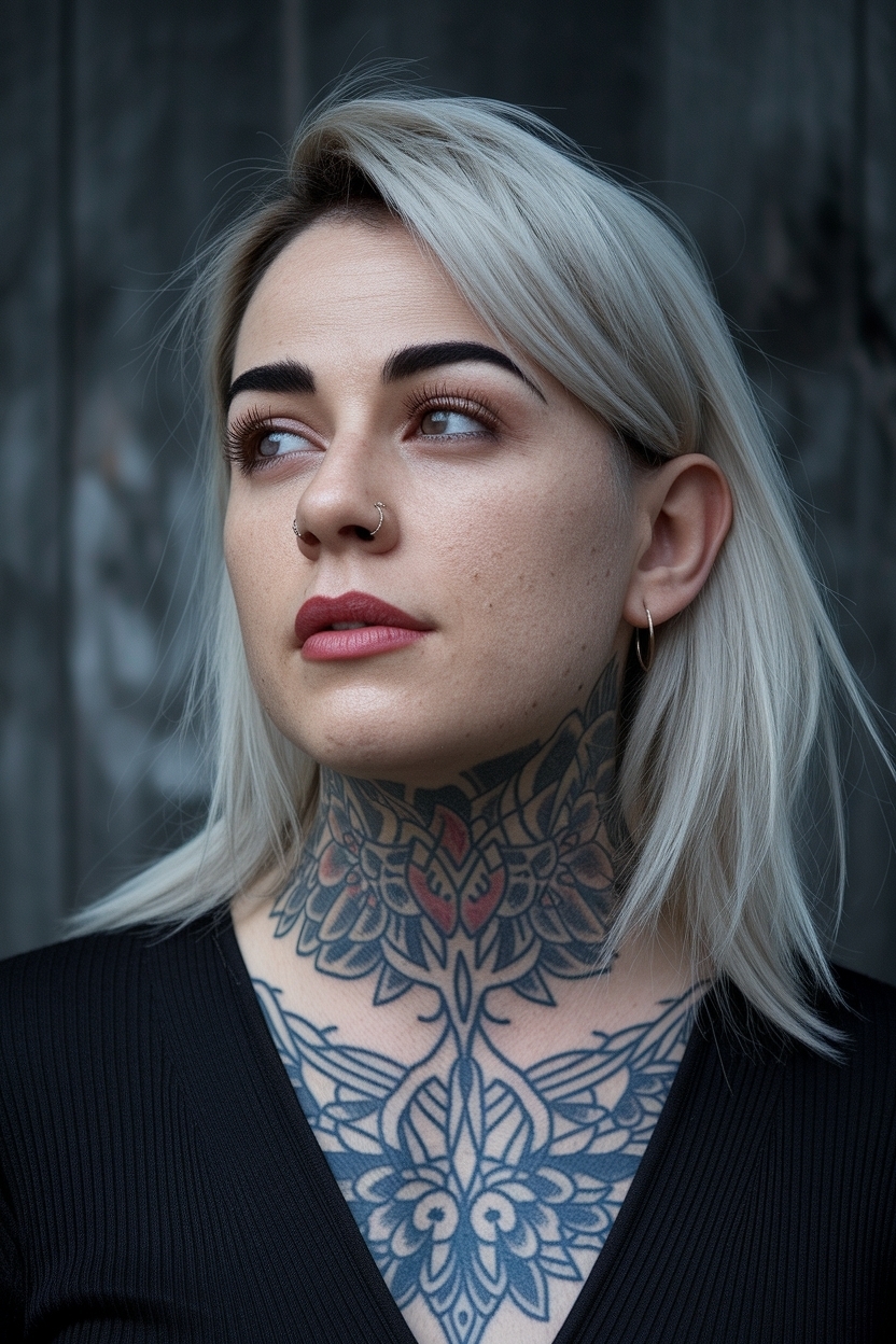 Front of Neck Tattoos Women: Bold Statements and Styles outfit idea