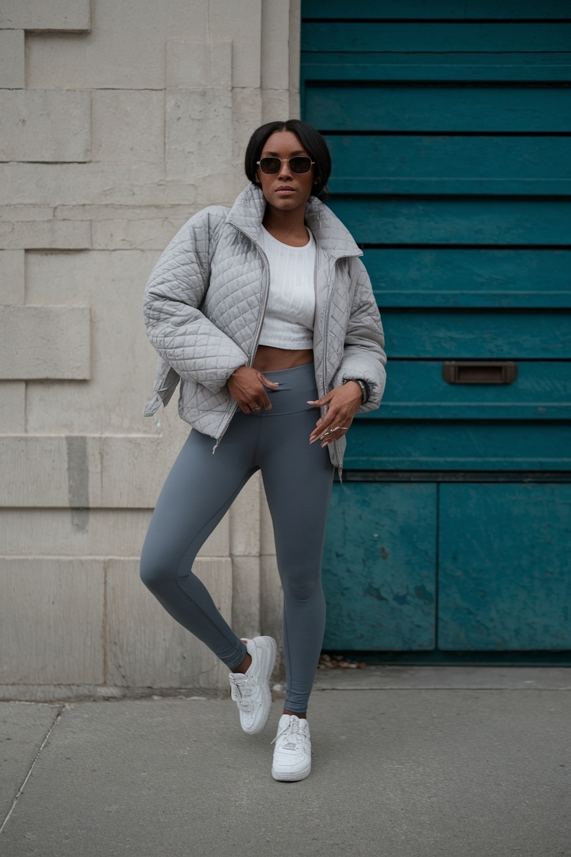 Grey Leggings Outfit Black Women: Cool and Casual Choices outfit idea