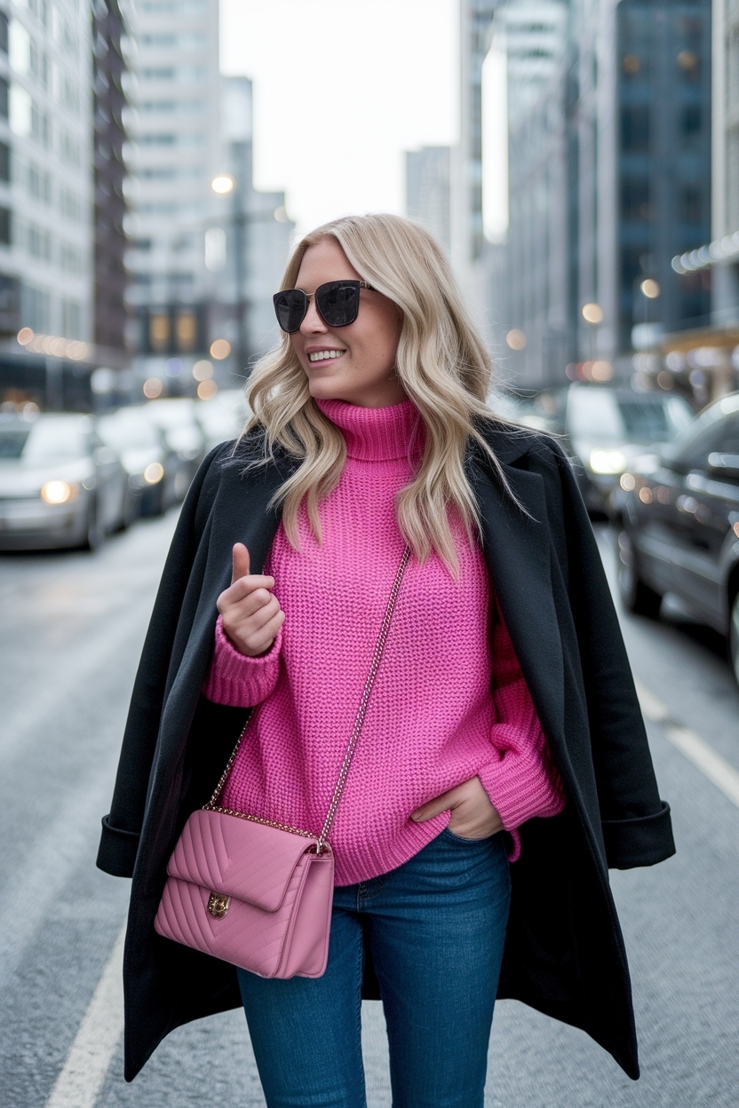 Hot Pink Sweater Outfit Winter: Brighten Up Cold Days outfit idea