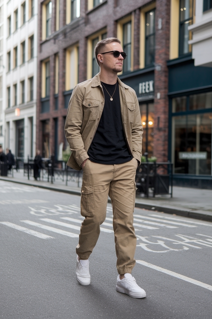 Khaki Cargo Pants Outfit Men: Classic Casual Combinations outfit idea