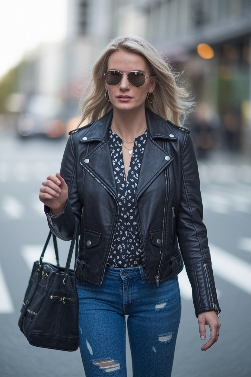 Leather Biker Jacket Outfit Womens: Edgy Inspirations outfit idea