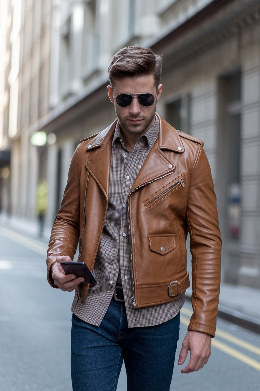 Leather Jacket Outfit Men Aesthetic: Stand Out This Season outfit idea