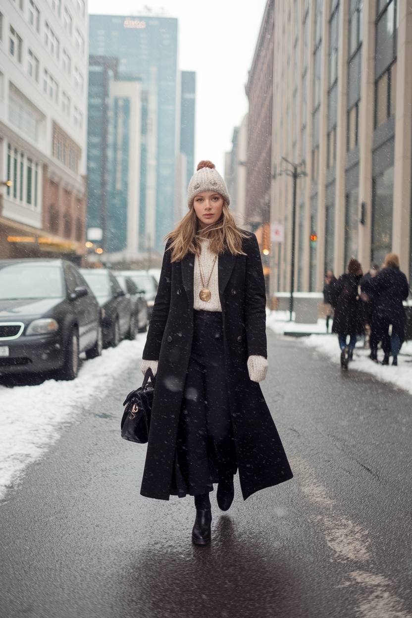 Long Black Dress Outfit Winter: Sophisticated Styles for Winter outfit idea
