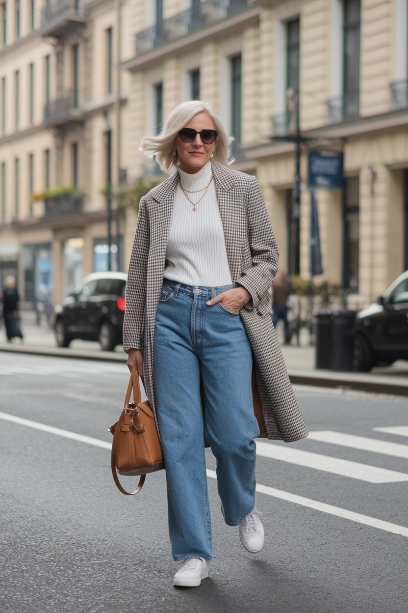 Loose jeans outfit for women over 40 that exude comfort outfit idea