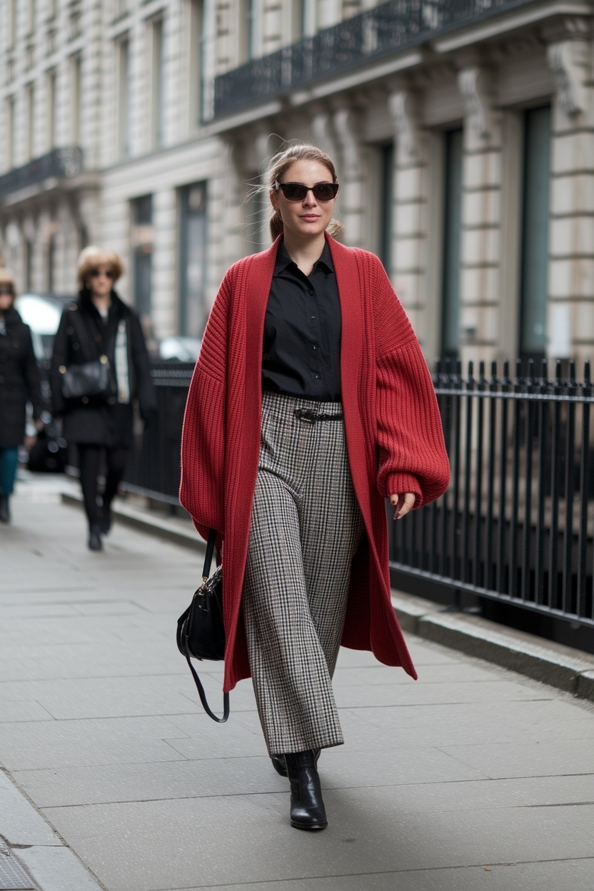 Outfit with Red Cardigan Women: Bold and Bright Looks outfit idea