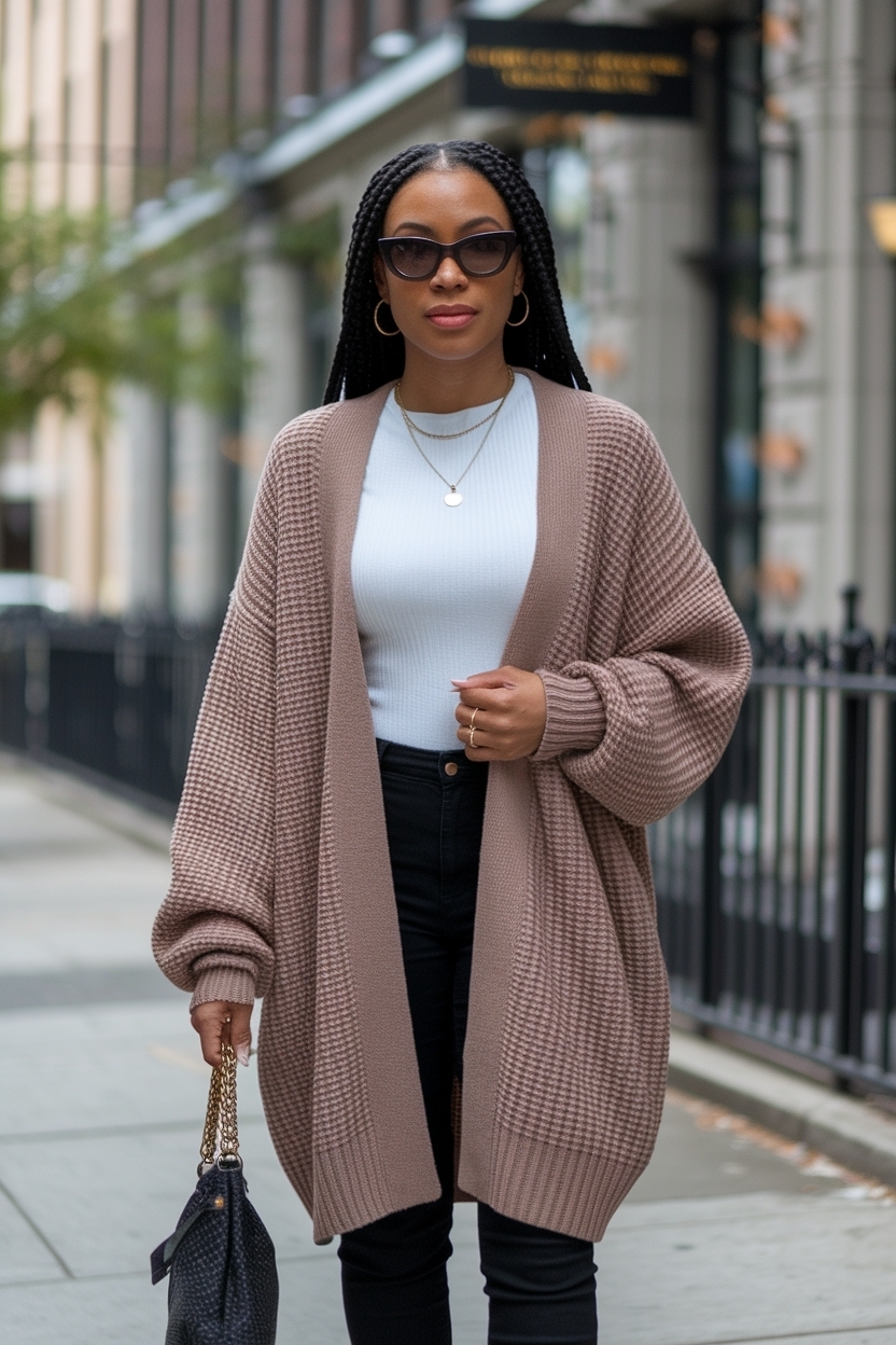 Oversized Cardigan Outfit Black Women: Cozy and Chic outfit idea