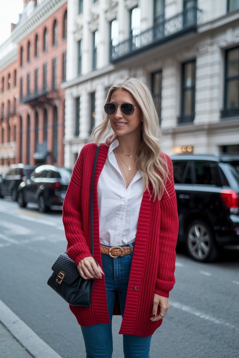Red Cardigan Outfit for Women: Bold and Beautiful Styles outfit idea