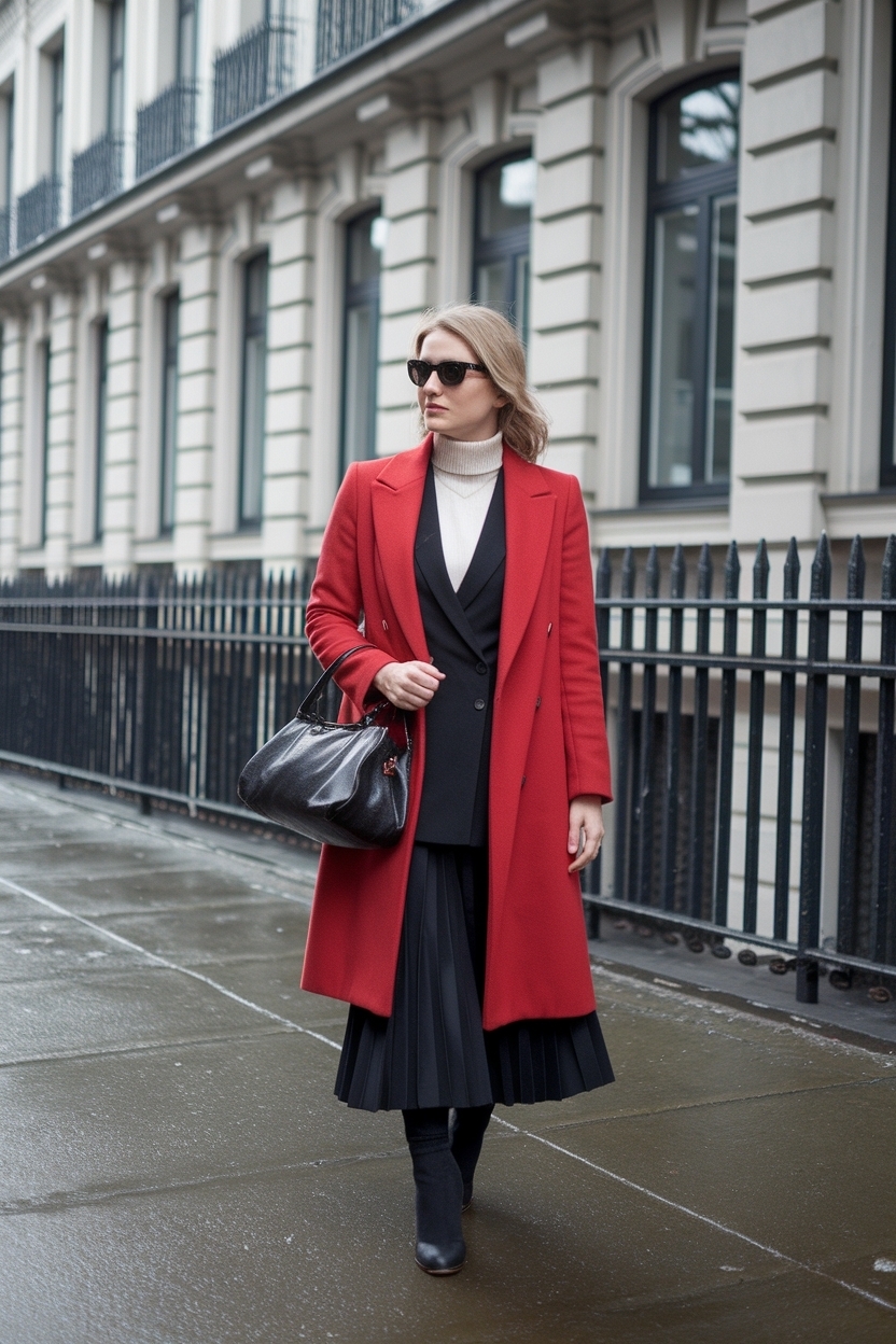 Red Coat Outfit Winter Classy: Bold and Fashionable outfit idea