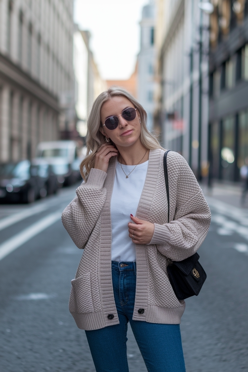 Round Neck Cardigan Outfit for Women: Versatile Ensembles outfit idea