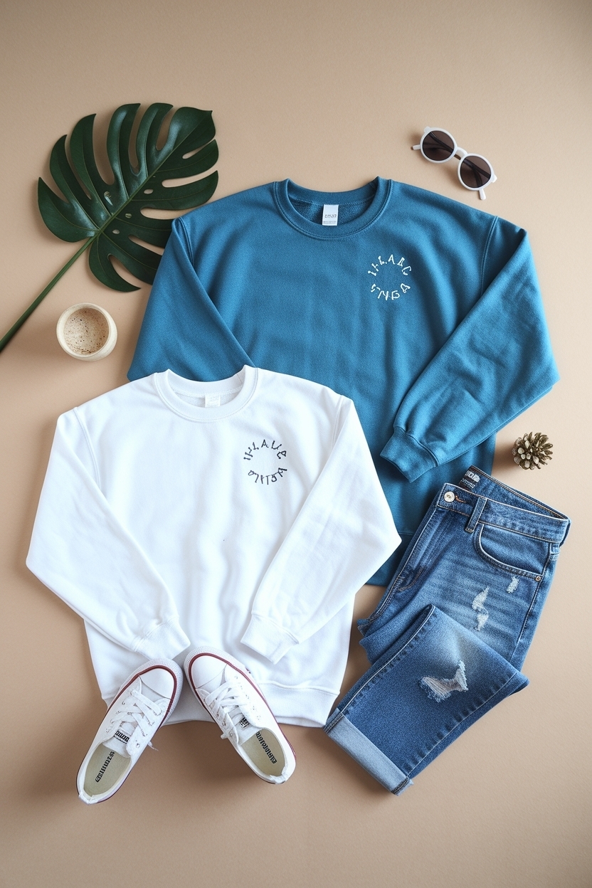 Creating a Side by Side Flat Lay of Embroidered Creations outfit idea