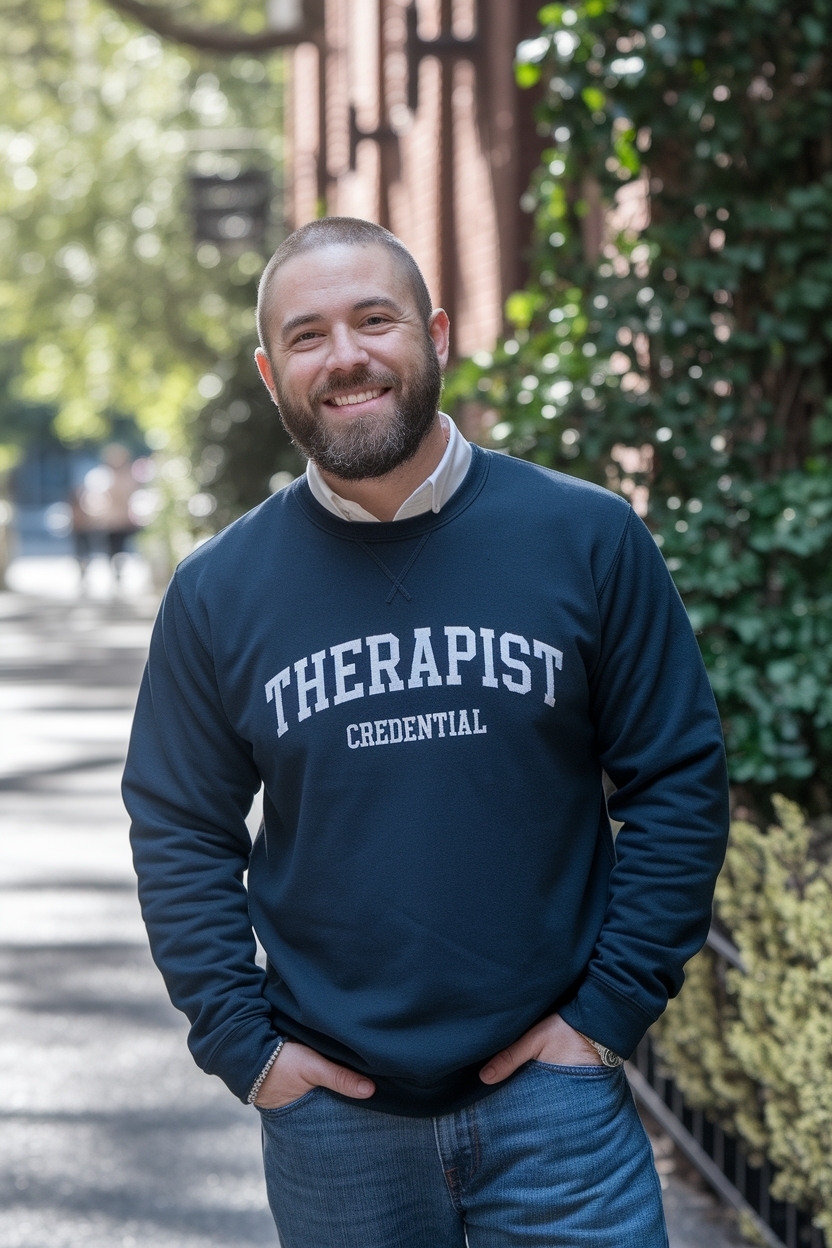 Therapist Credential Crewneck for Professional Style outfit idea