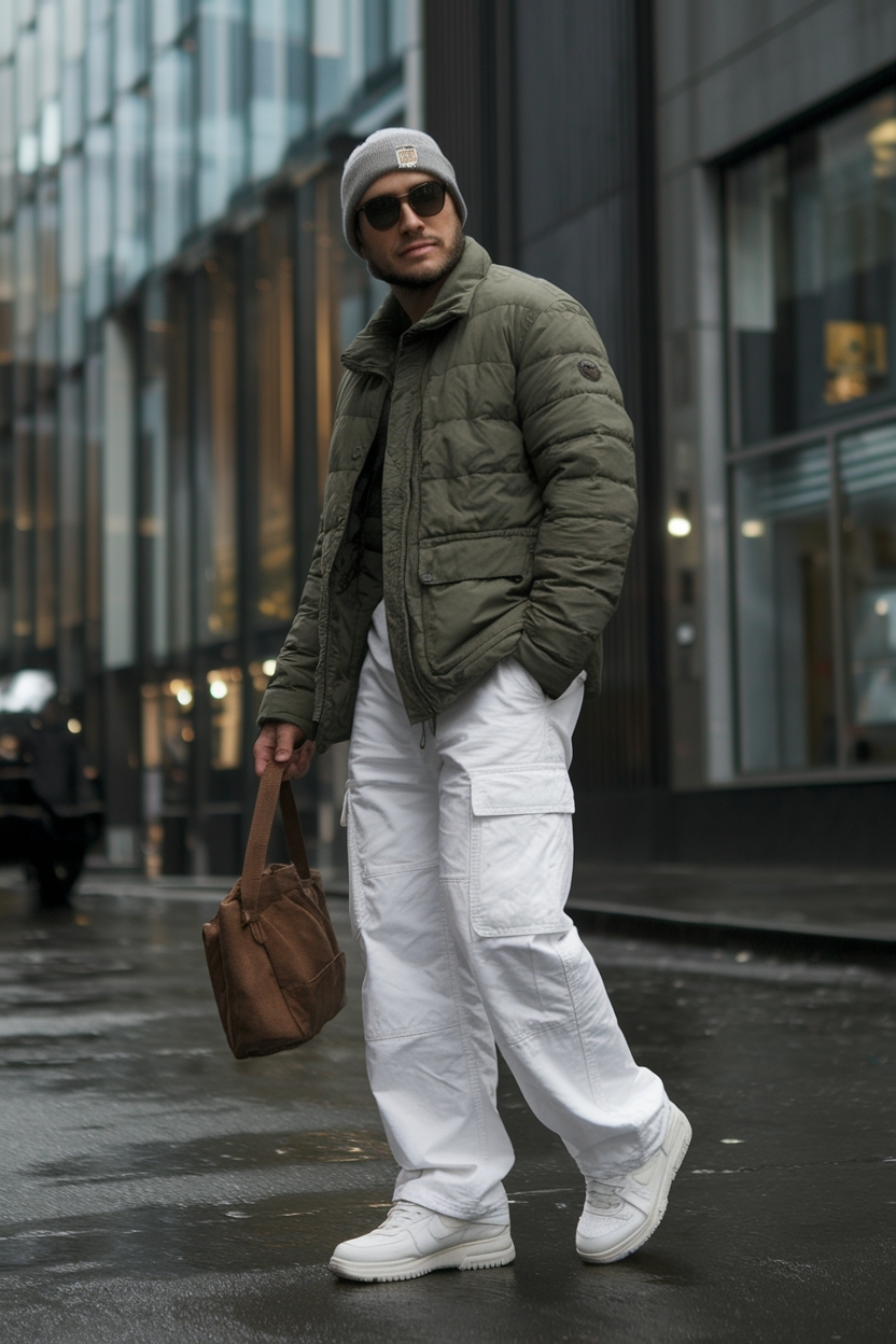 White Cargo Pants Outfit Men: Clean and Crisp Looks outfit idea
