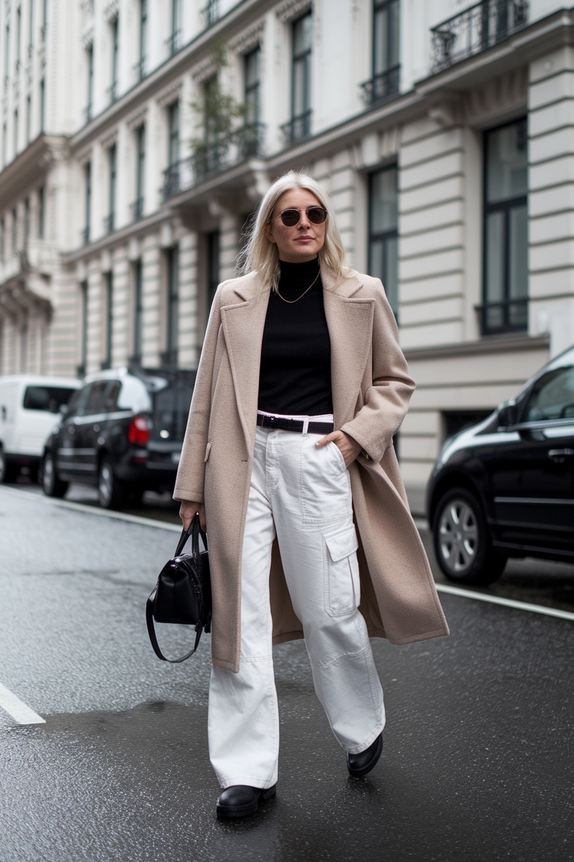 White Cargo Pants Outfit Winter: Clean Looks for Winter Wardrobe outfit idea