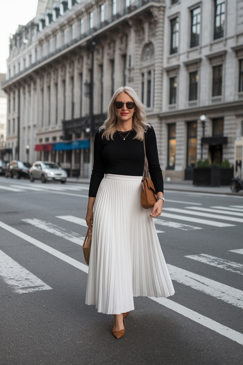 White Long Skirt Outfit Ideas: Timeless Classics outfit idea