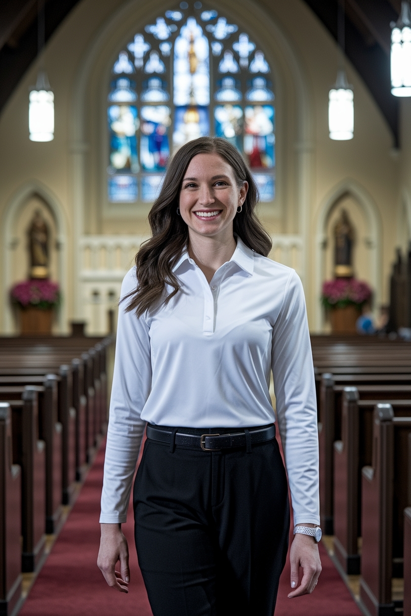 White Long Sleeve Polo Outfit Women For: Effortless Elegance outfit idea