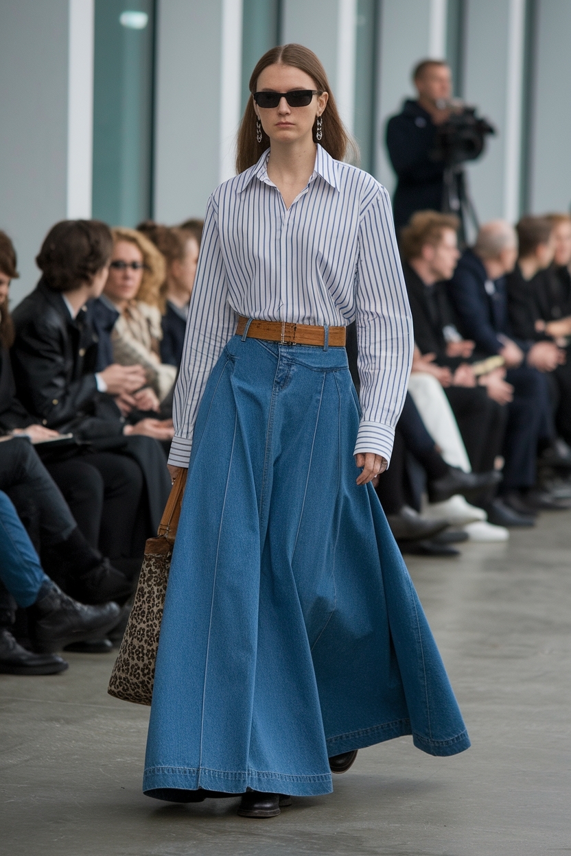 Women Long Denim Skirt Outfit Ideas for Every Occasion outfit idea